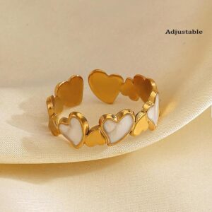 White Enamel Heart ring