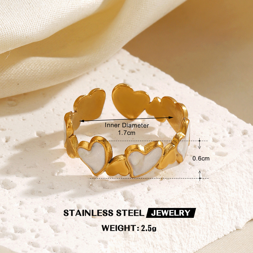 White Enamel Heart ring - Image 2