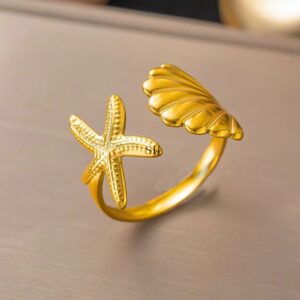 Stainless steel Starfish shell ring