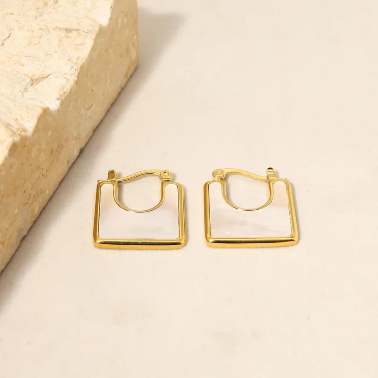 Geometric Square Hoop Earrings - Image 2