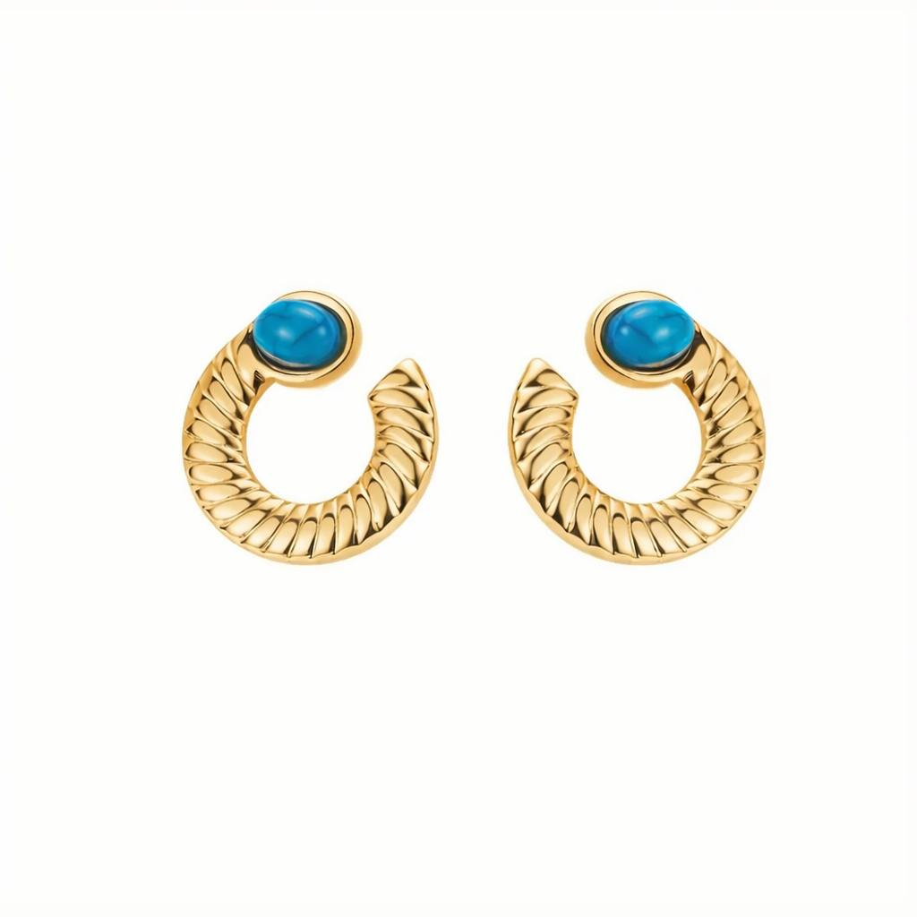 Turquoise Stone Hoop Earrings