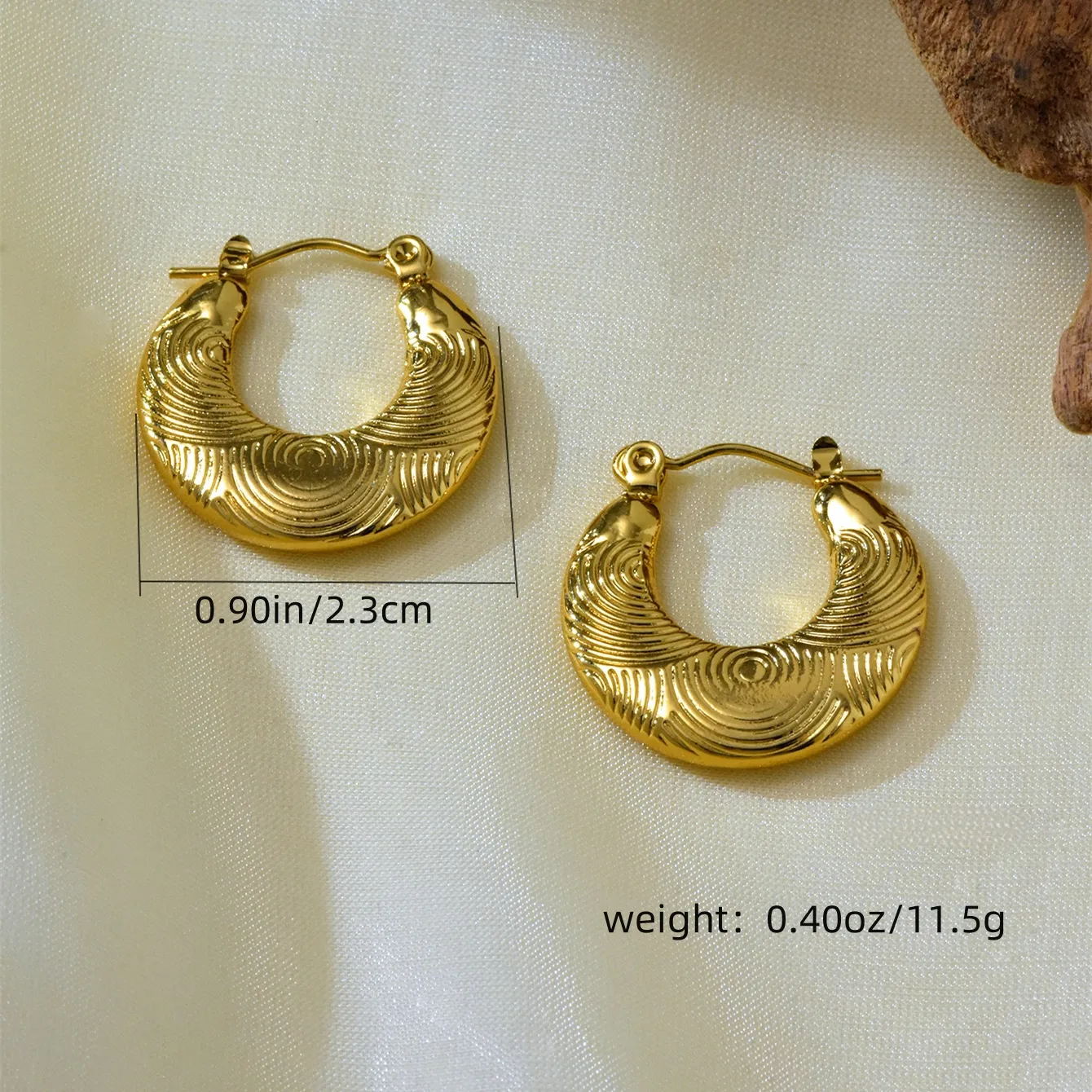 Textured Hoop Earring - Image 2