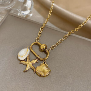 Starfish Shell charm necklace