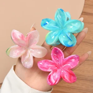 Flower Marble Claw Clip