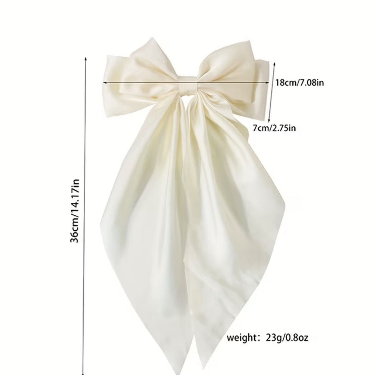 Oversized Satin Ribbon Bow Hair Clip - Image 2