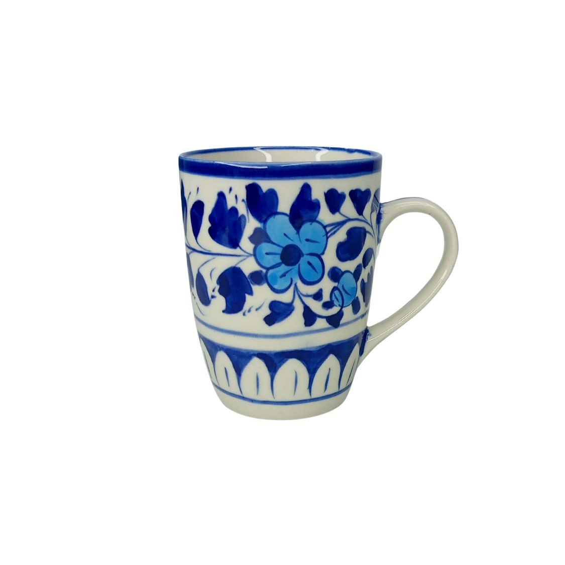 Hand-Painted Blue Pottery Coffee Mug