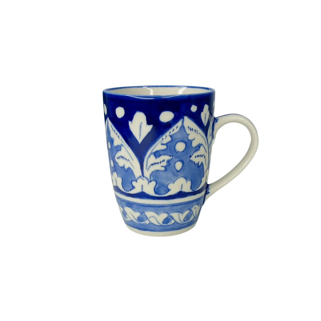 Hand-Painted Blue Pottery Coffee Mug - Image 3