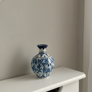 Hand-Painted Blue Pottery 6-Inch Ceramic Vase