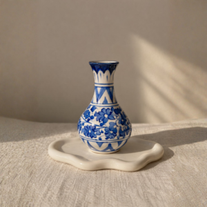 Hand-Painted Blue Pottery 6-Inch Ceramic Vase