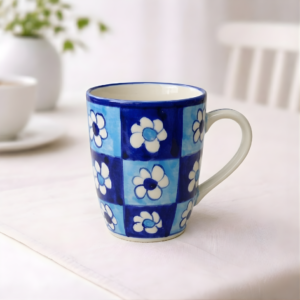 Hand-Painted Blue Pottery Coffee Mug