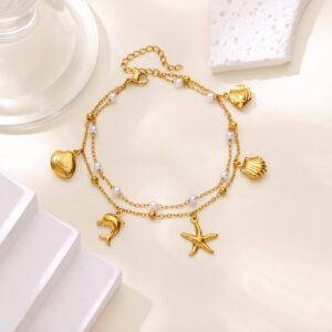 Shell double chain bracelet