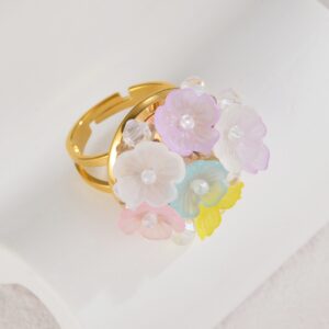 Acrylic flower stainless steel ring