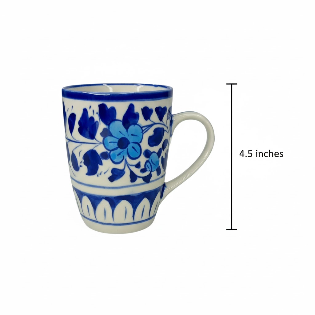 Hand-Painted Blue Pottery Coffee Mug - Image 2