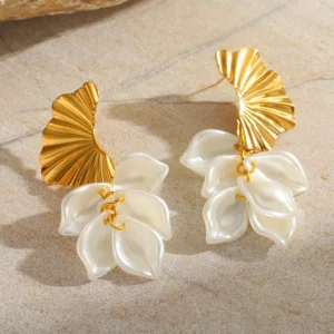 Petal drop gold plated earrings