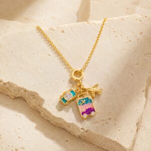 Rhinestones travel charms necklace