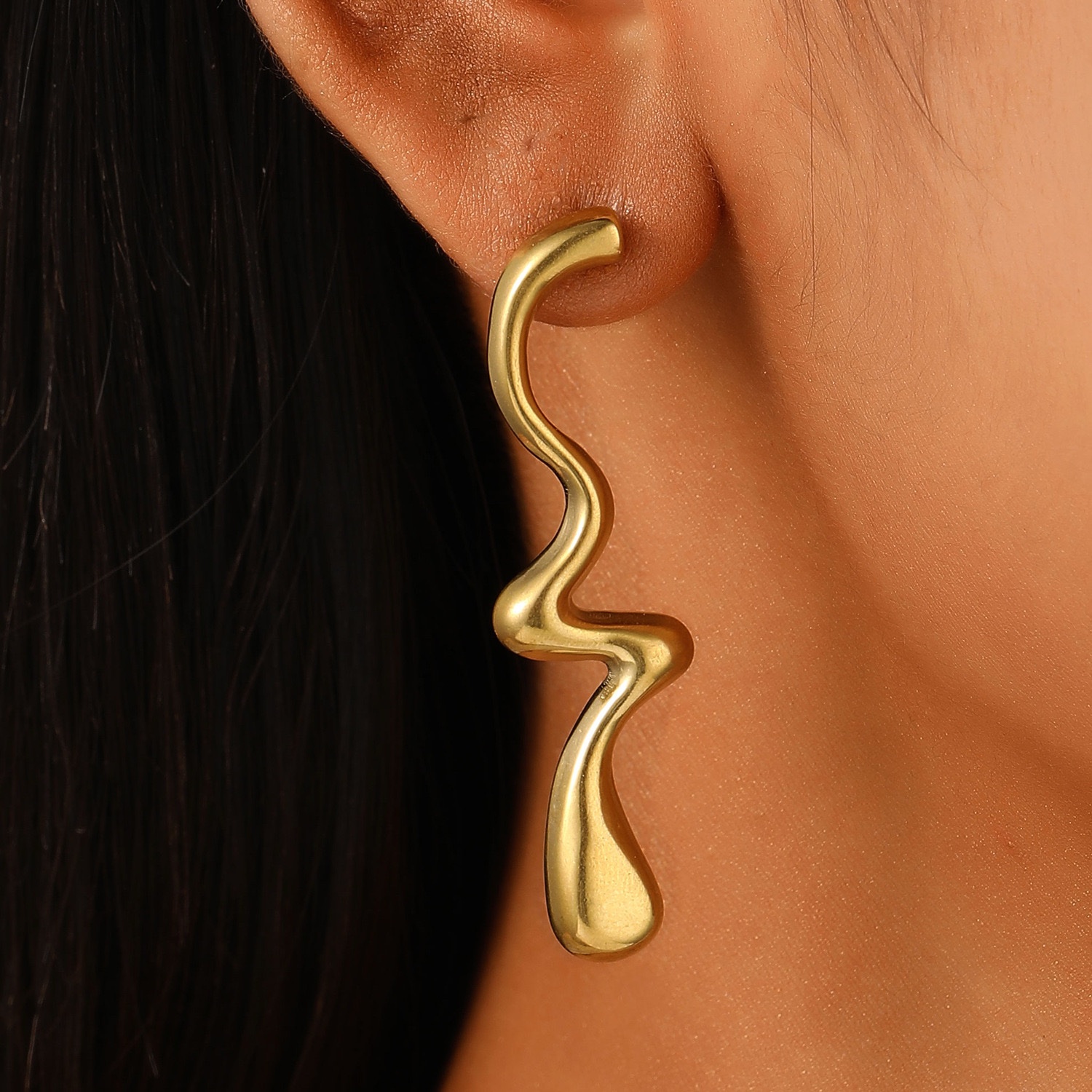 Geometric irregular stainless earrings - Image 4