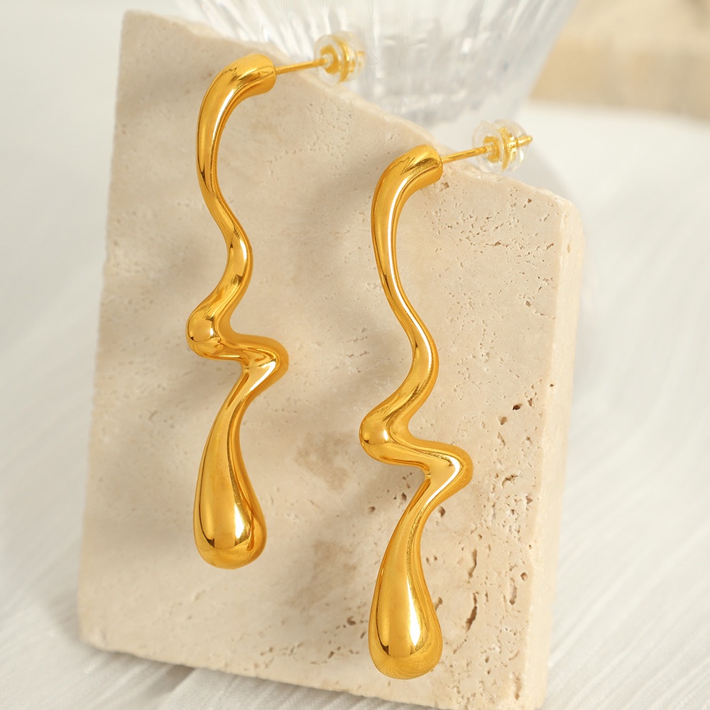 Geometric irregular stainless earrings - Image 3