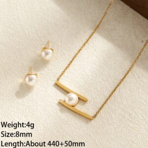 18K gold plated pearl set