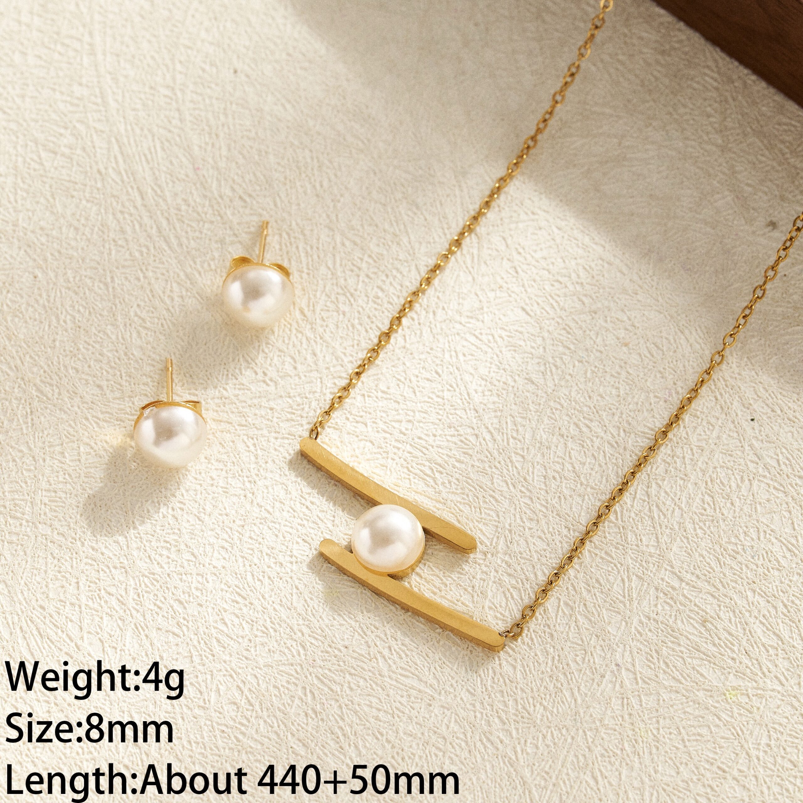 18K gold plated pearl set