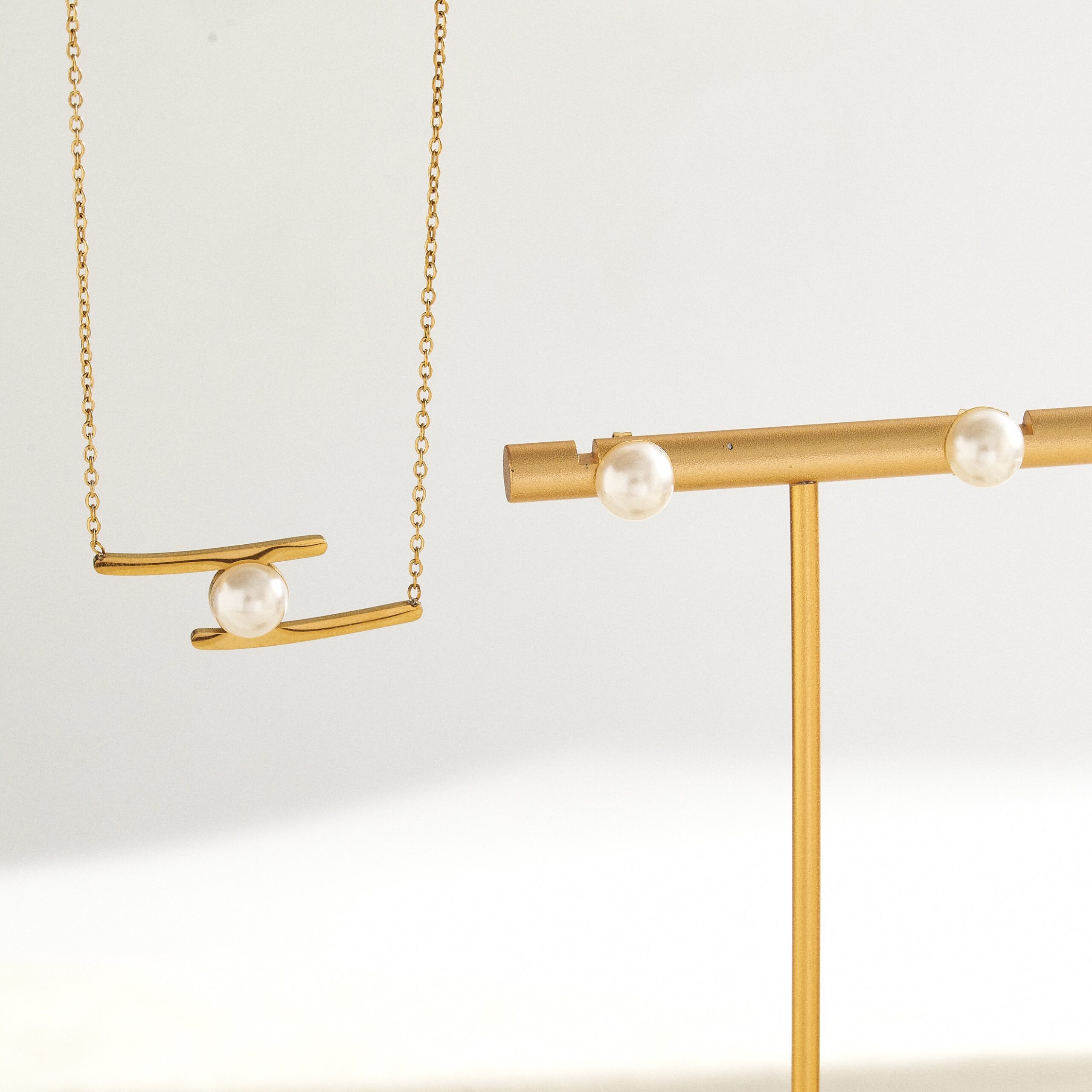 18K gold plated pearl set - Image 3