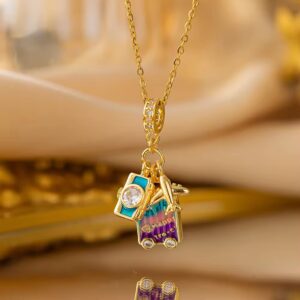 Rhinestones travel charms necklace