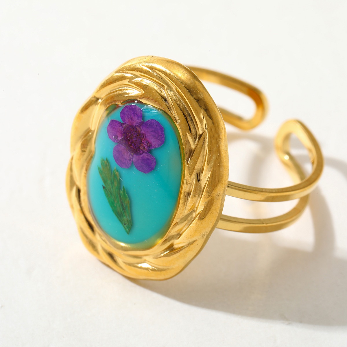 Dried flower stainless steel ring