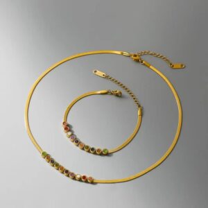 Rainbow zircon stainless steel set