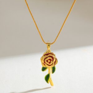 Stainless steel Zircon Rose Pendent