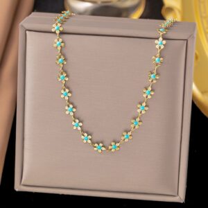 Stainless steel blue flowers set
