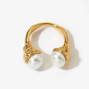 Stainless steel Round pearl Ring