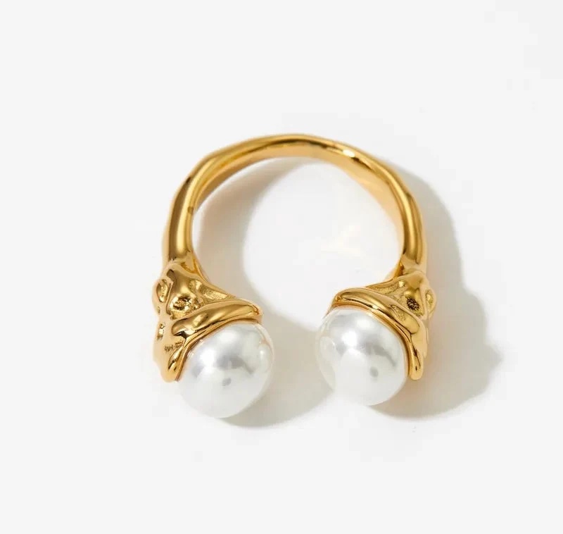 Stainless steel Round pearl Ring