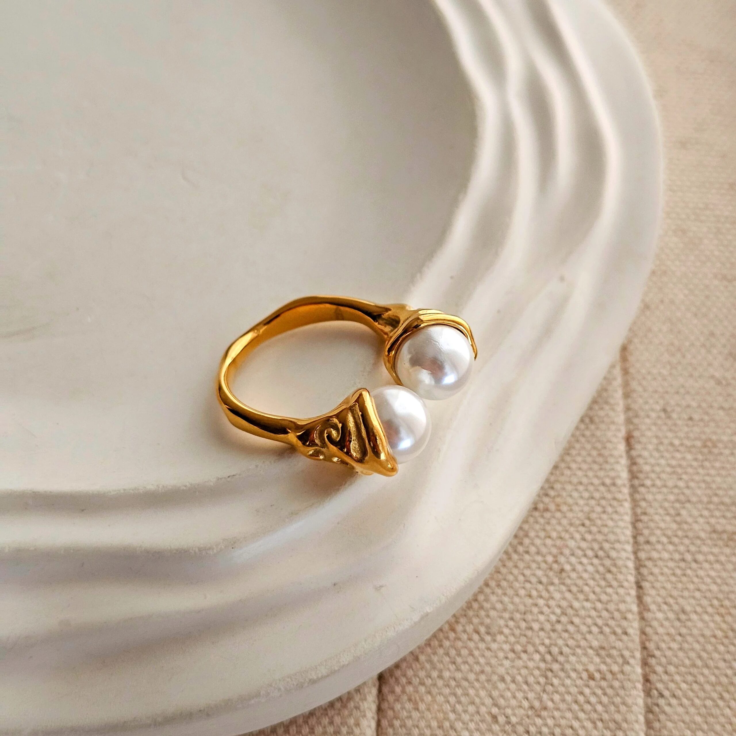 Stainless steel Round pearl Ring - Image 2