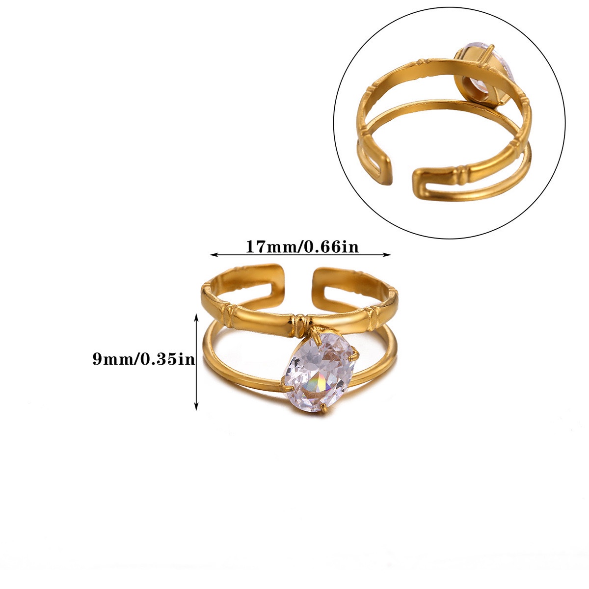Vintage zircon stainless steel ring - Image 2