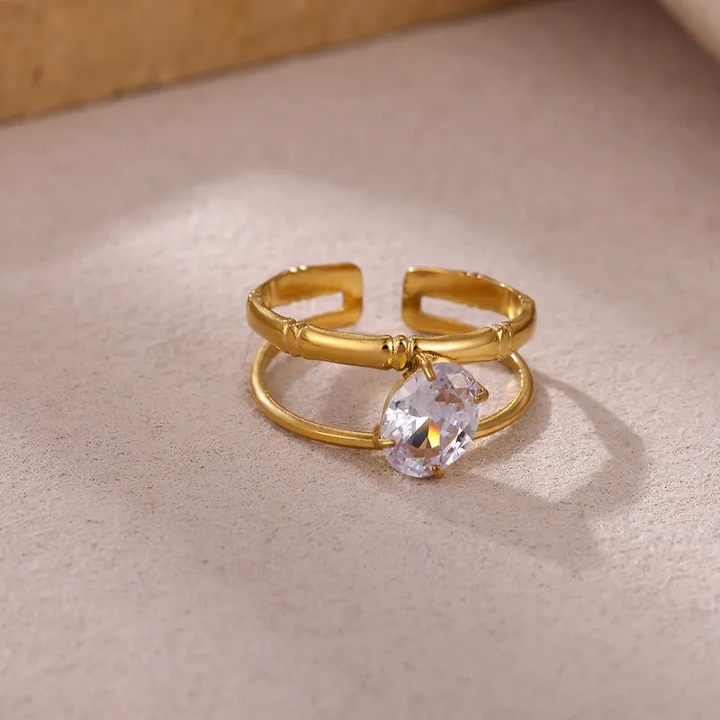 Vintage zircon stainless steel ring