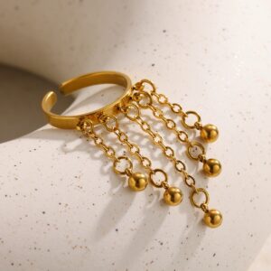 Dangling tassal stainless steel ring