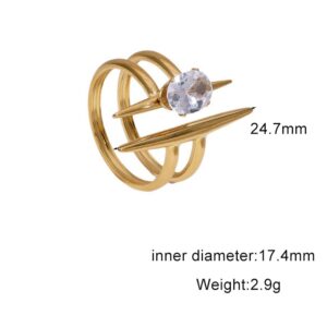Double layer zircon stainless steel ring