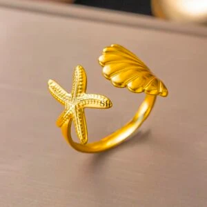 Stainless steel Starfish shell ring