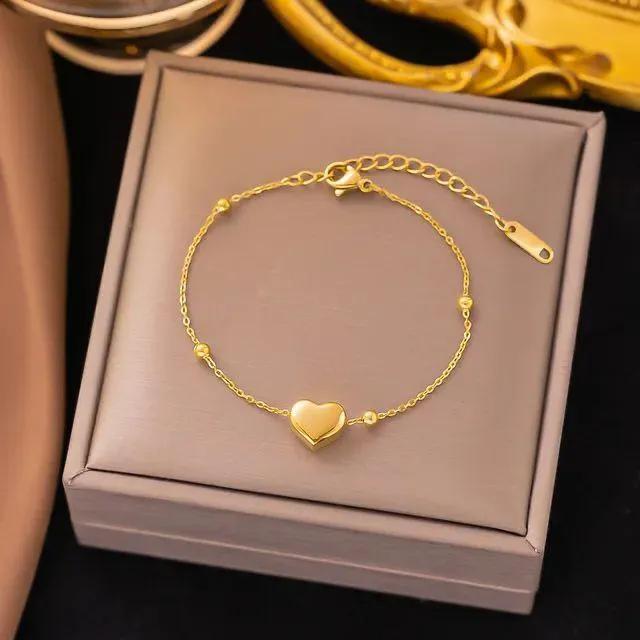 Beaded chain heart bracelet