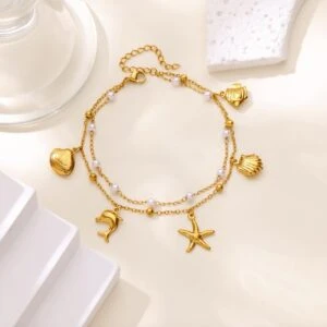 Shell double chain bracelet