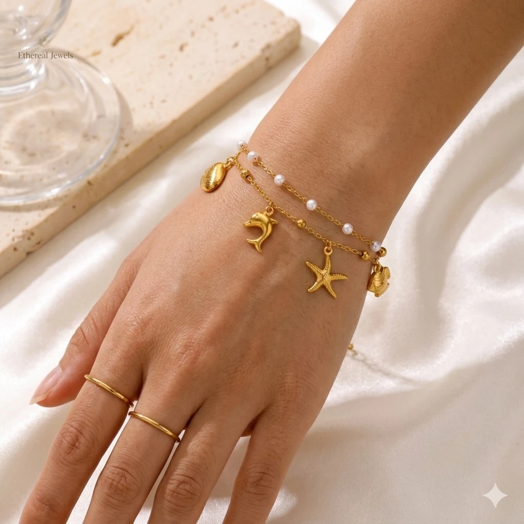 Shell double chain bracelet - Image 2