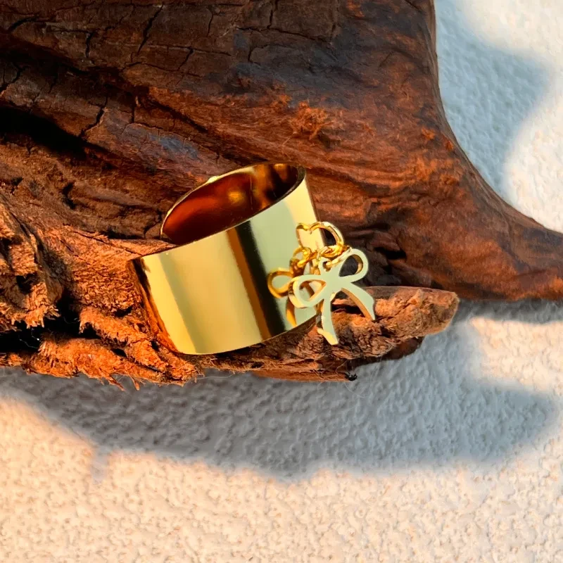 Bow Charm Stainless Steel Ring - Image 3