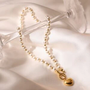 Pearl heart stainless steel pendant