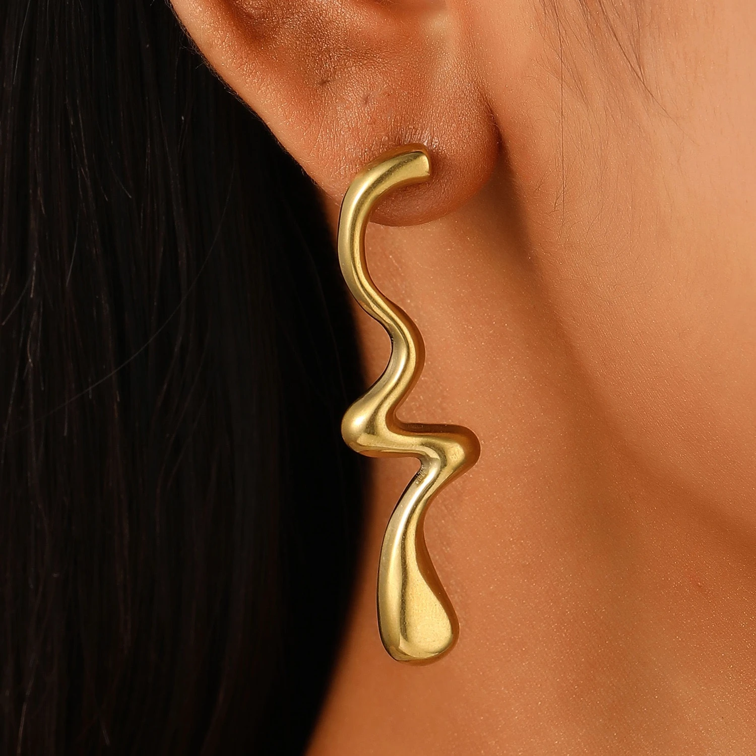 Geometric irregular stainless earrings - Image 4