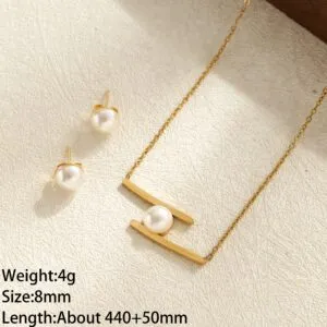 18K gold plated pearl set