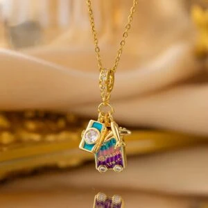 Rhinestones travel charms necklace