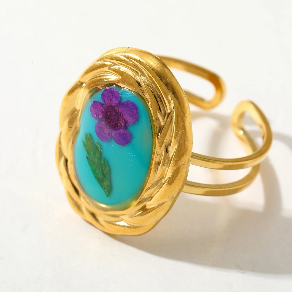 Dried flower stainless steel ring